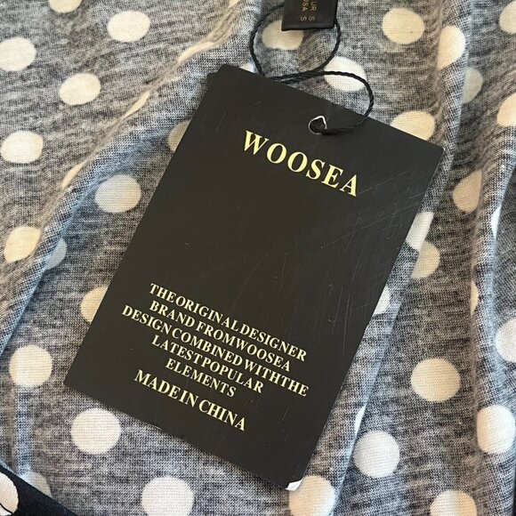 WOosea Dress Small Black White Polka Dot Surplice Babydoll Maxi Retro NEW 16797 - Picture 4 of 11